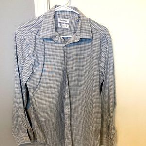 Calvin Klein grey checkered dress shirt